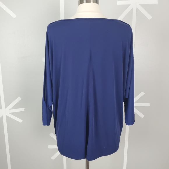 NWT Plus Size 2X Navy Sea Open Sleeve Blouse - Picture 3 of 5